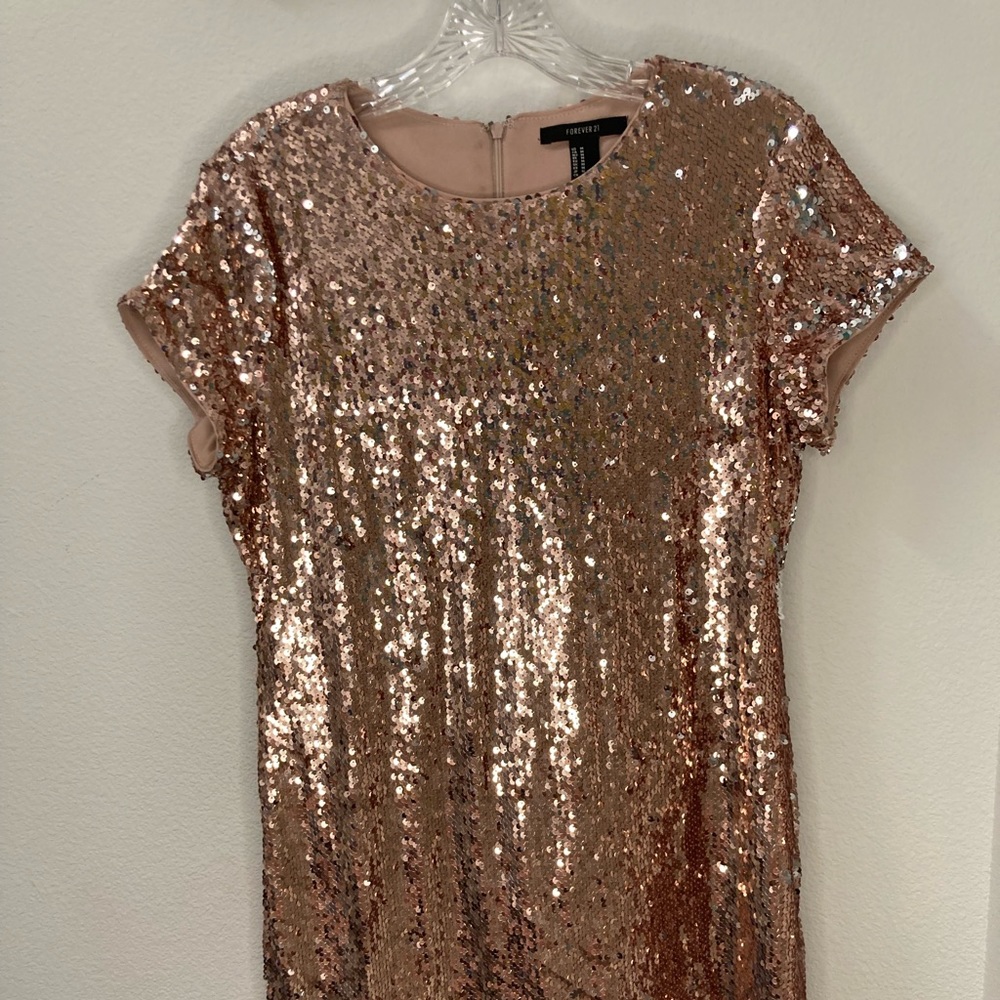 Forever 21 rose gold sequin dress